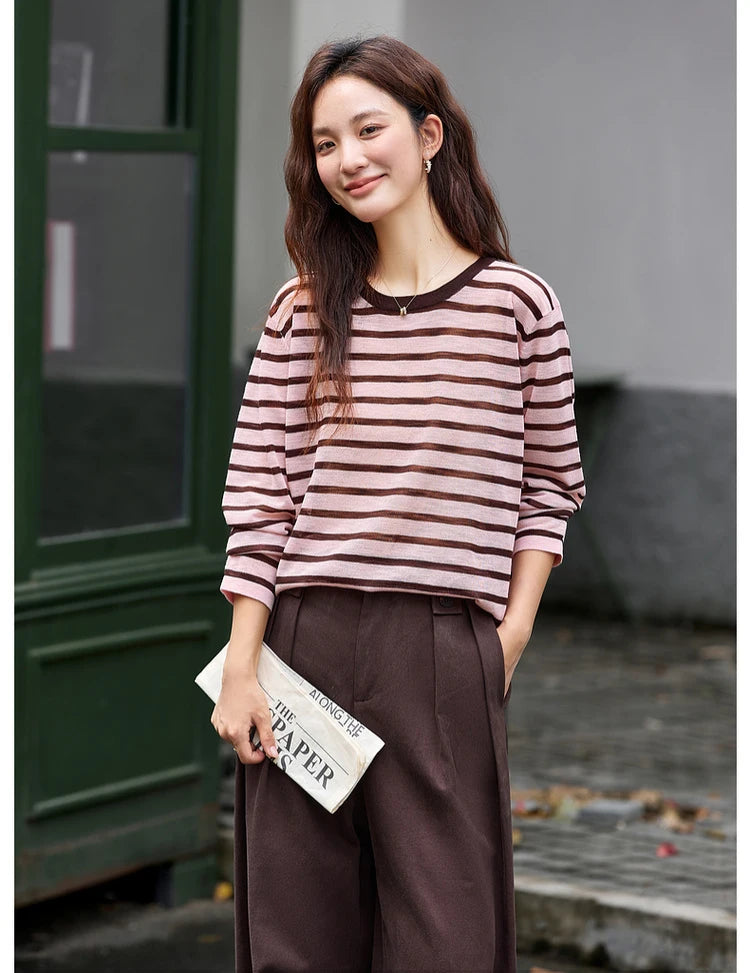 Striped Crew-Neck Long-Sleeve Tee