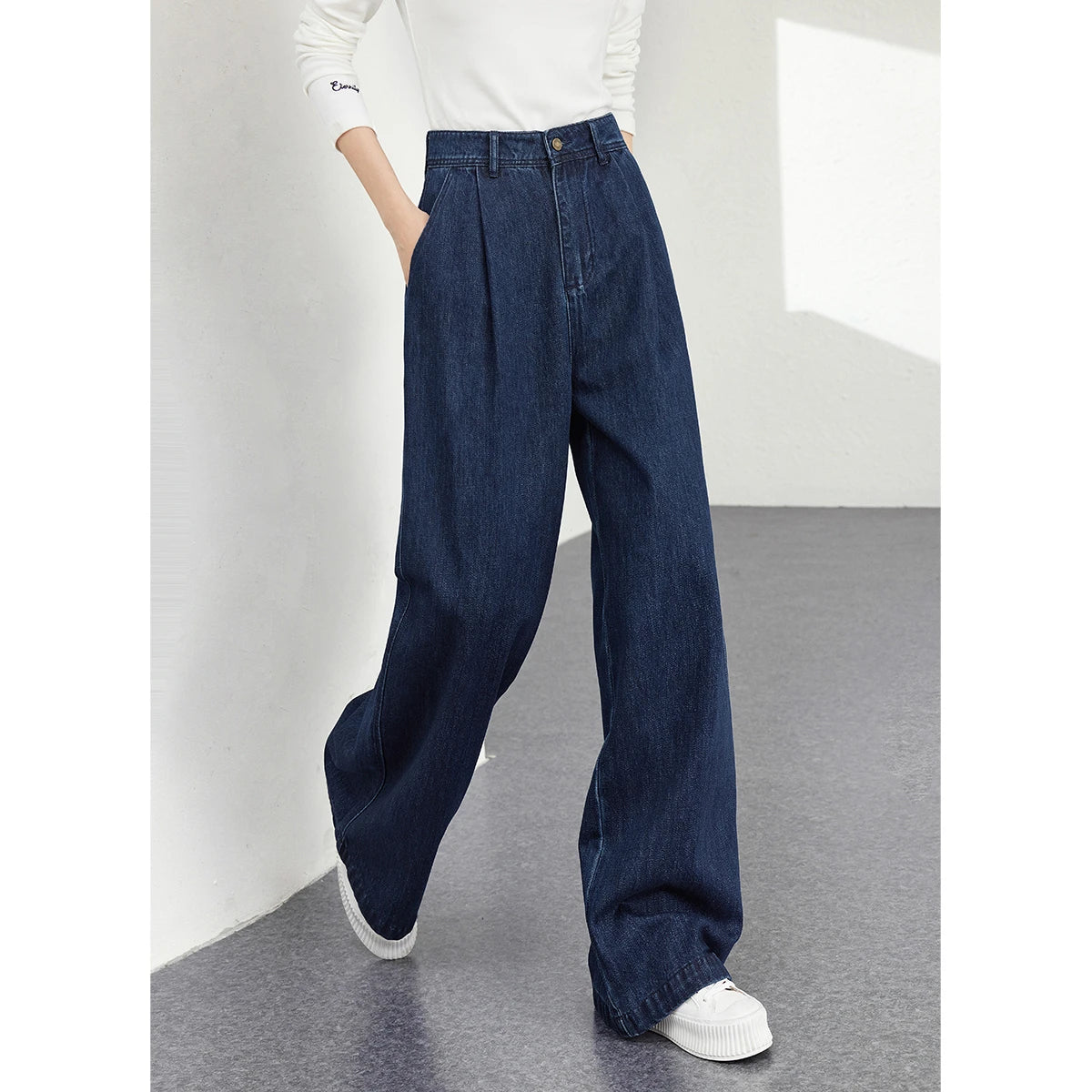 Wide-Leg Denim Trousers