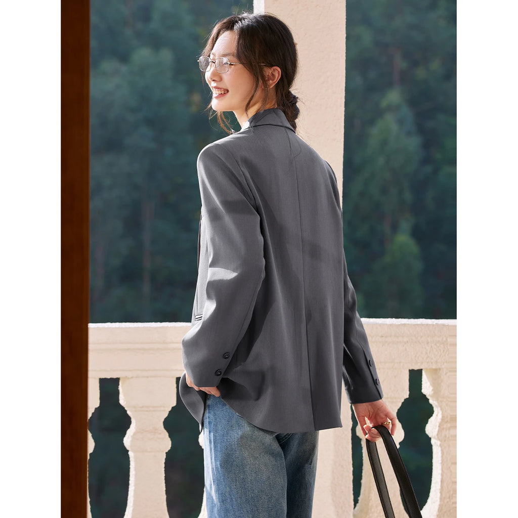 Single-Button Notched Blazer