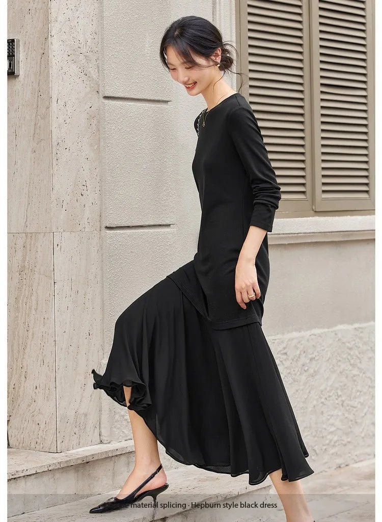 Drop-Waist Ruffle-Hem Midi Dress