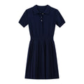 Polo-Collar Pleated Mini Dress