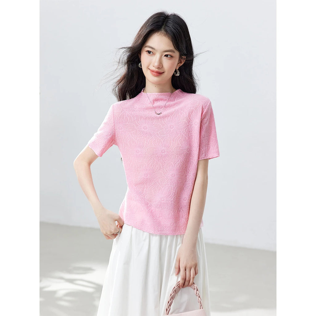 Floral Jacquard Short-Sleeve Tee