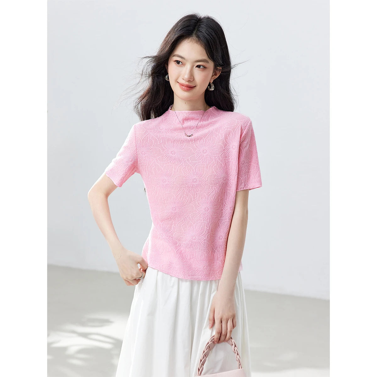 Floral Jacquard Short-Sleeve Tee