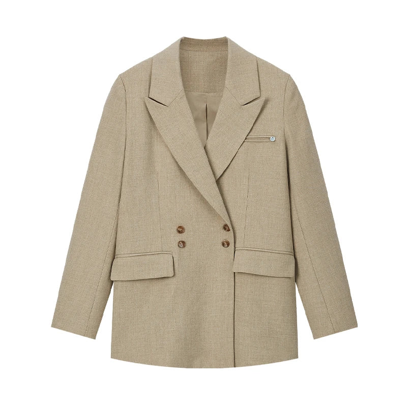 Double-Breasted Notched Blazer
