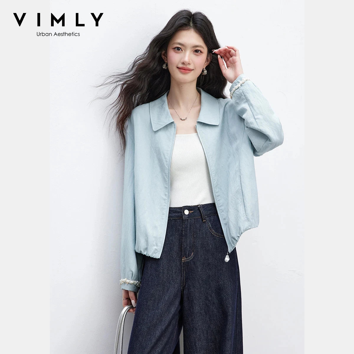 Zip-Front Cropped Shirt Jacket