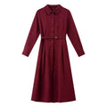 Belted Collared Midi Shirt Dress