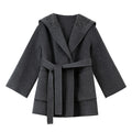 Belted Shawl-Collar Wrap Coat