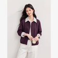 Contrast-Cuff Collared Cropped Jacket