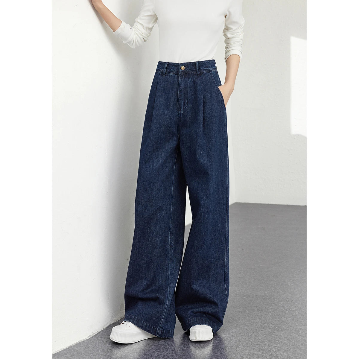 Wide-Leg Denim Trousers