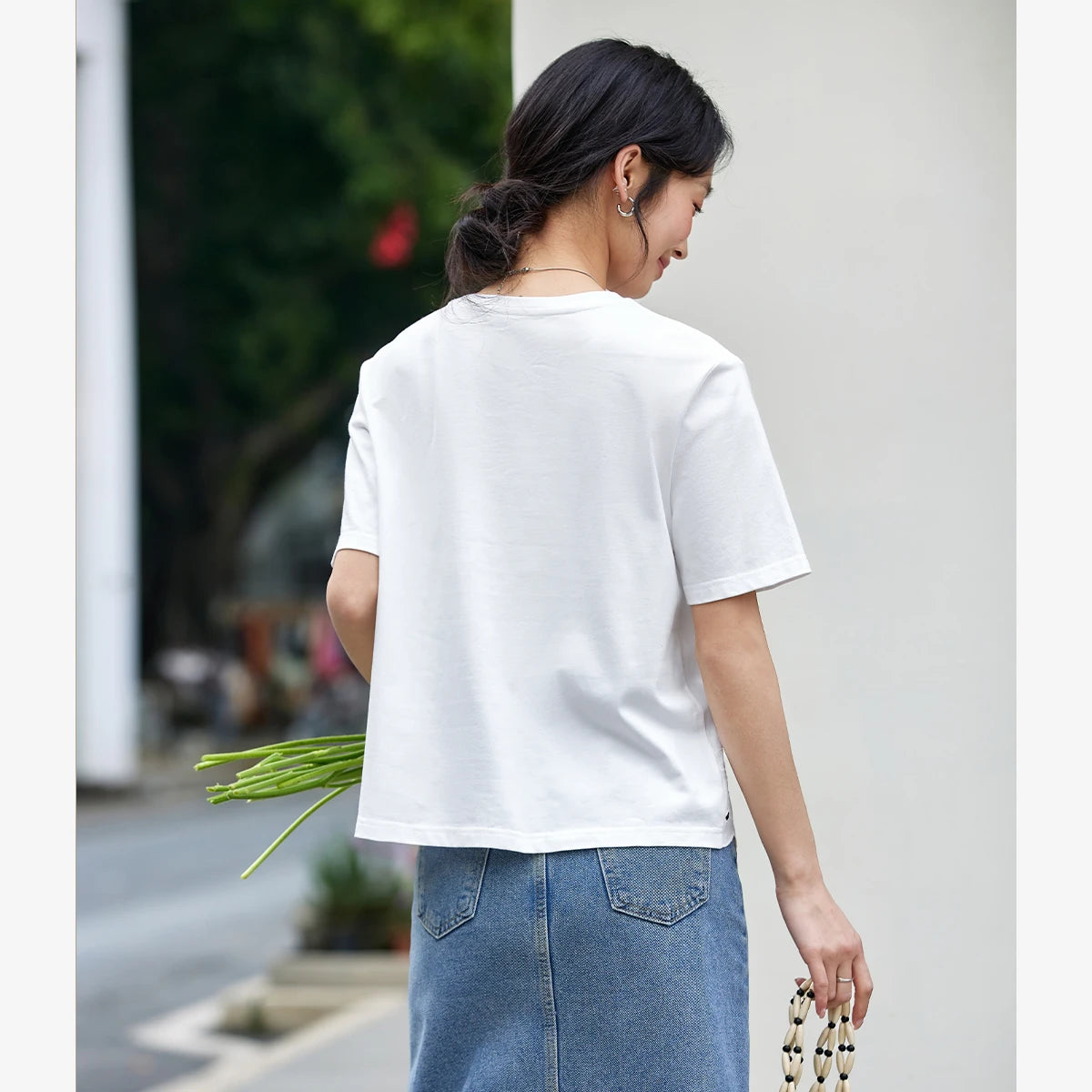 Eyelet-Hem Long-Sleeve Tee