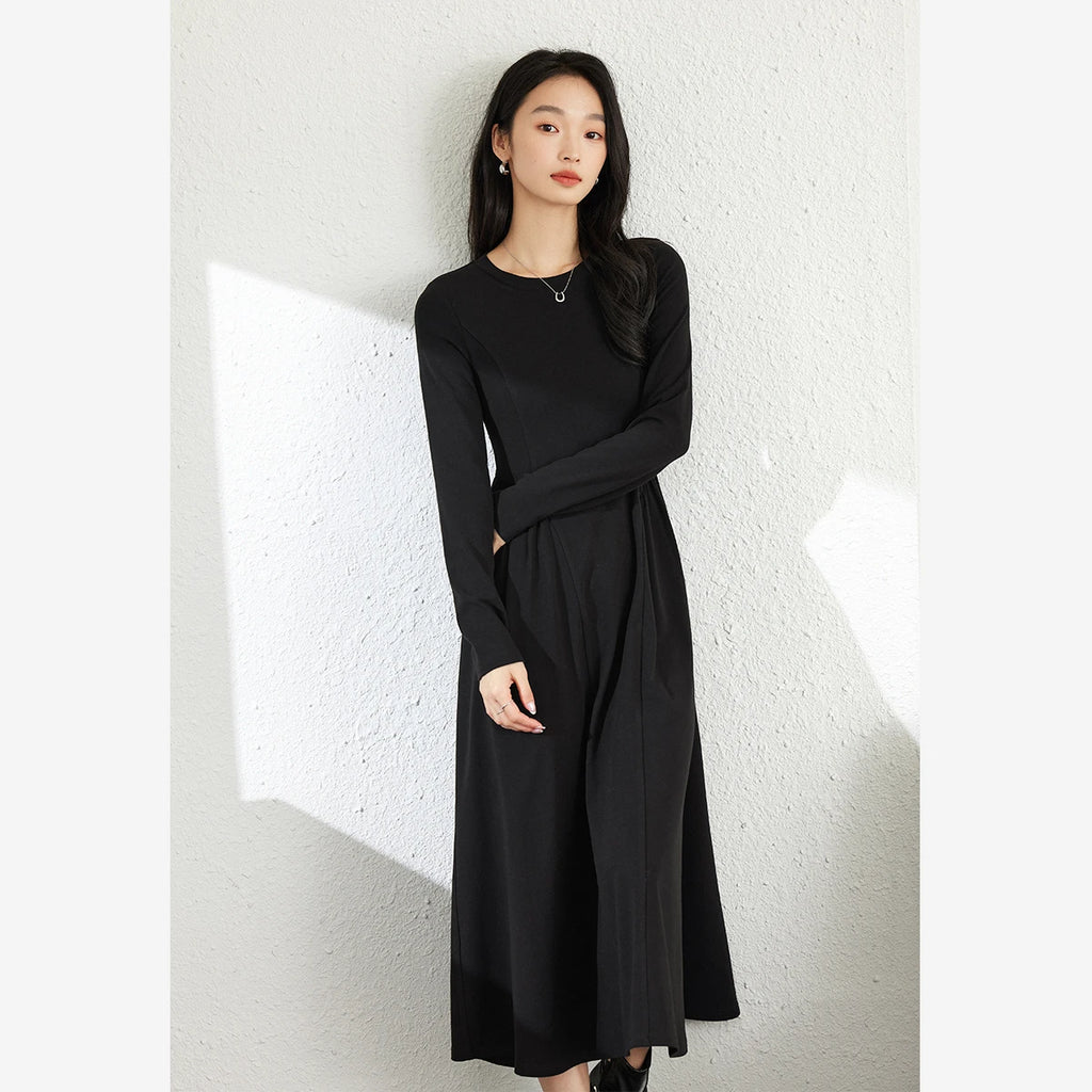 Paneled Drop-Waist Midi Dress