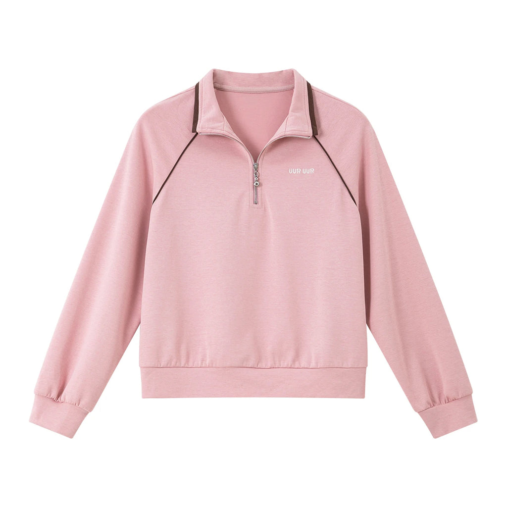Half-Zip Contrast-Collar Sweatshirt