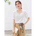 Lace-Trim V-Neck Tee