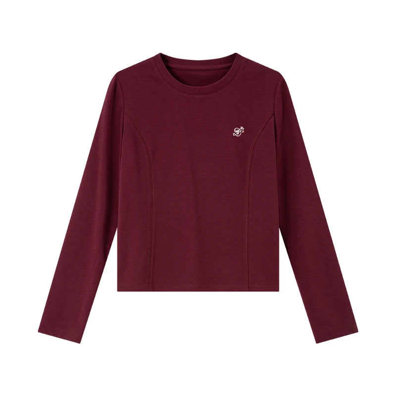 Embroidered Crew-Neck Long-Sleeve Tee