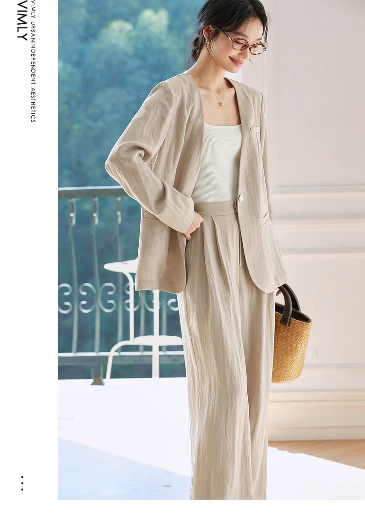 Deep-V Blazer Trouser Set