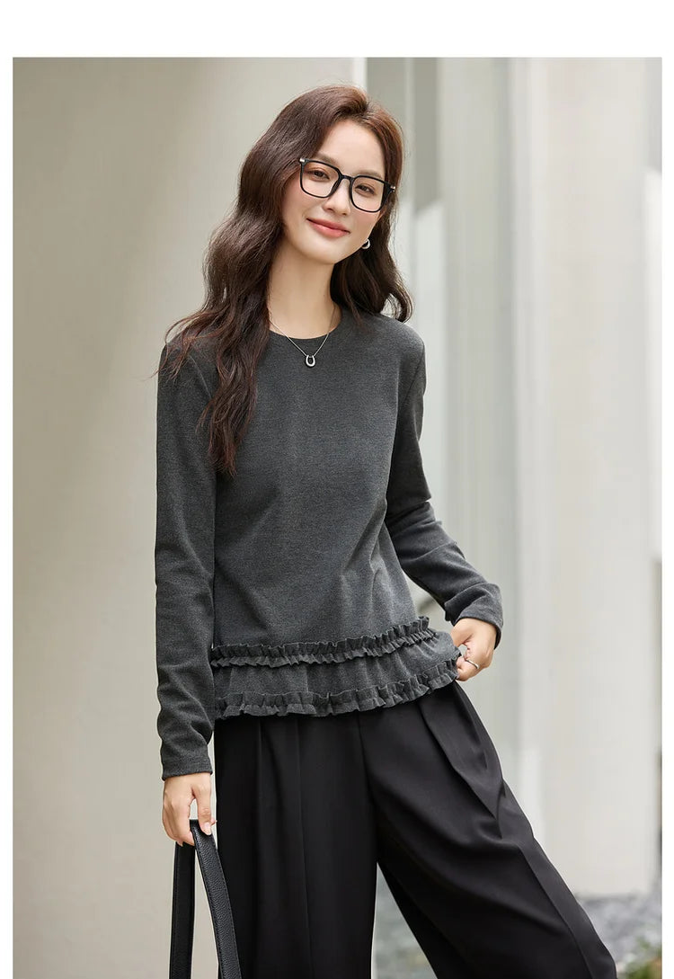 Tiered Ruffle-Hem Knit Top