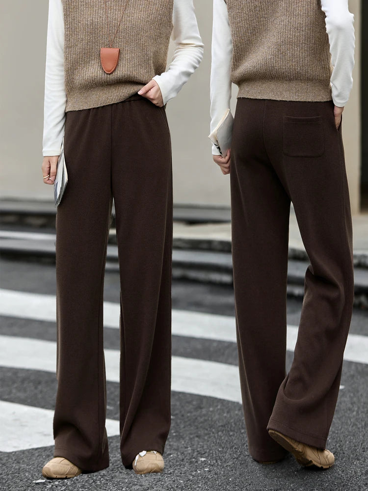 Draped Straight-Leg Knit Trousers