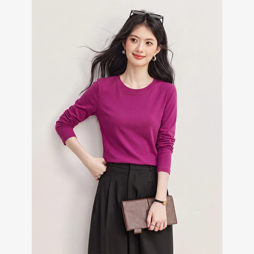Minimal Crew-Neck Long-Sleeve Tee