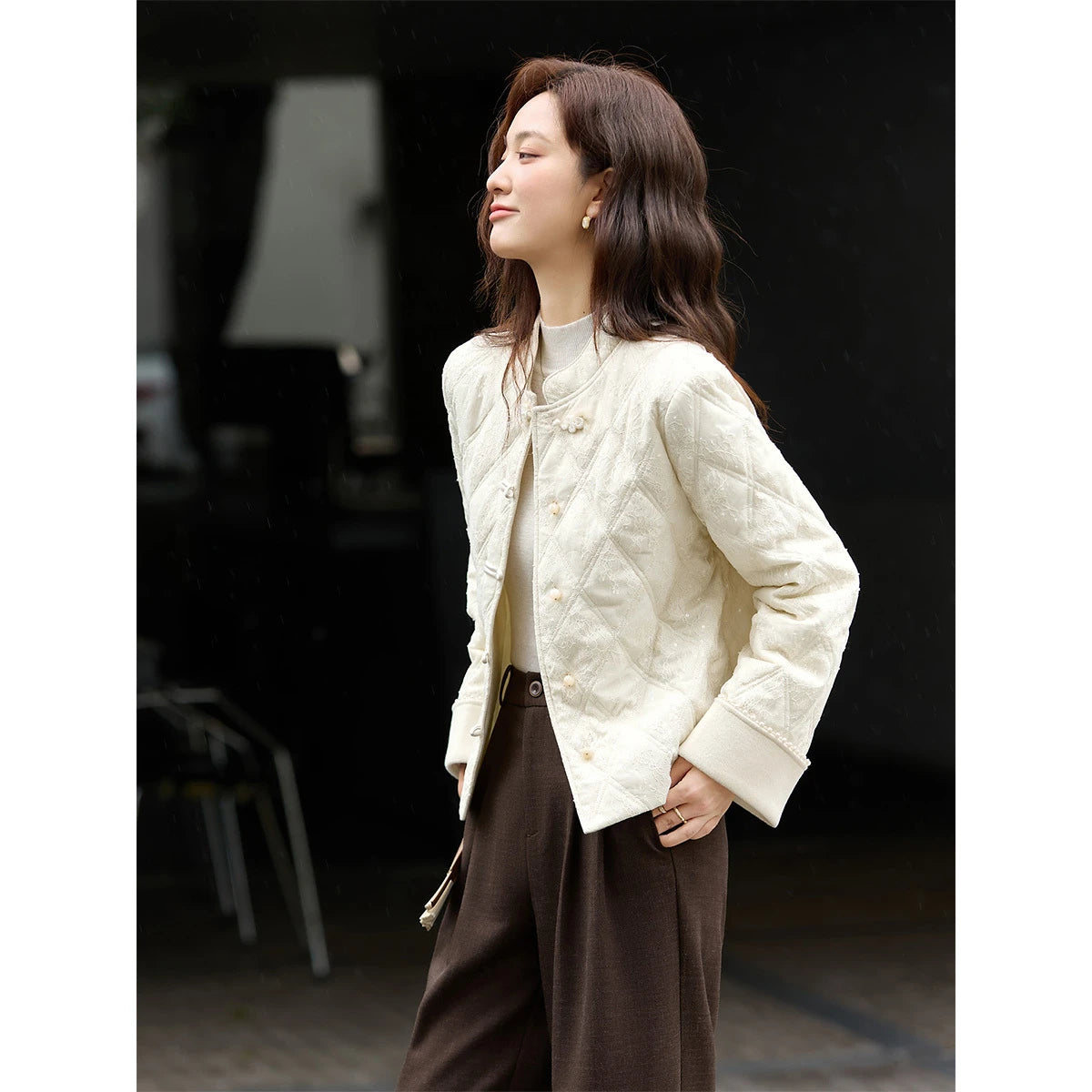 Frog-Button Quilted Jacket