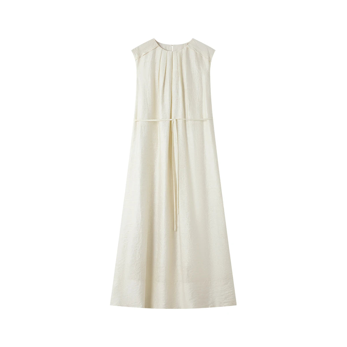 Sleeveless Pleated Shift Midi Dress