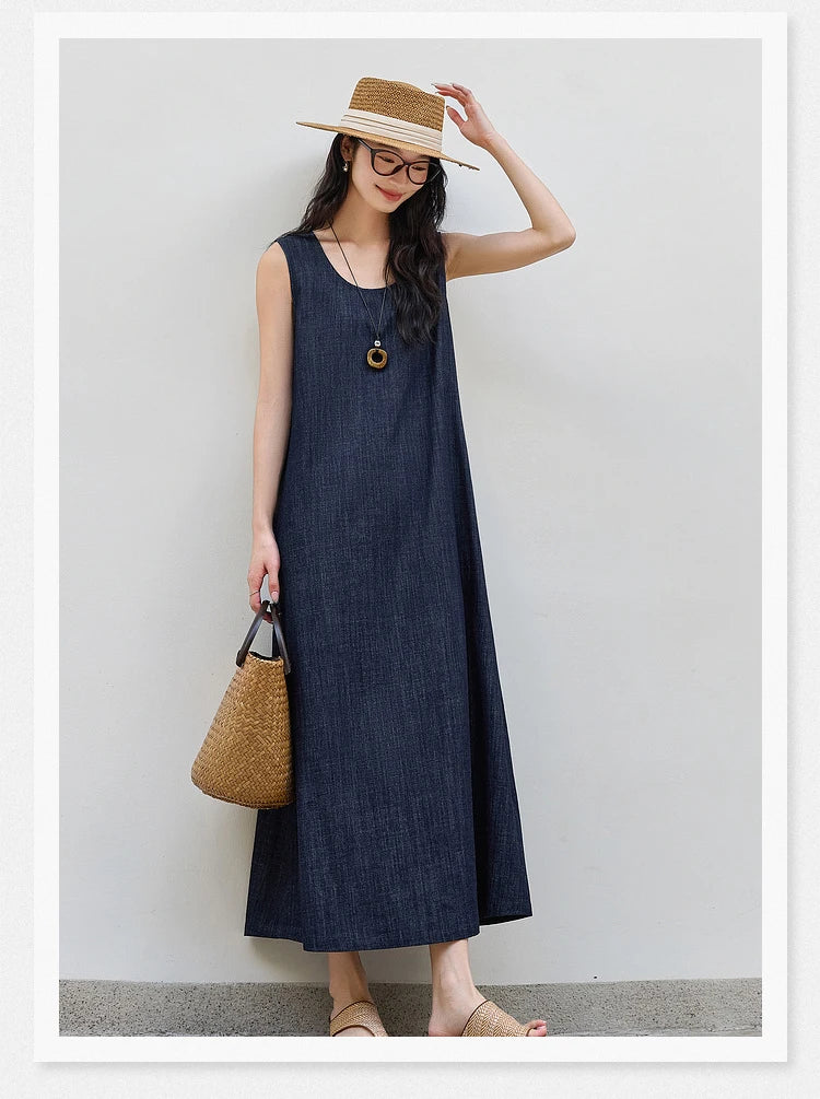 Sleeveless Denim Shift Dress