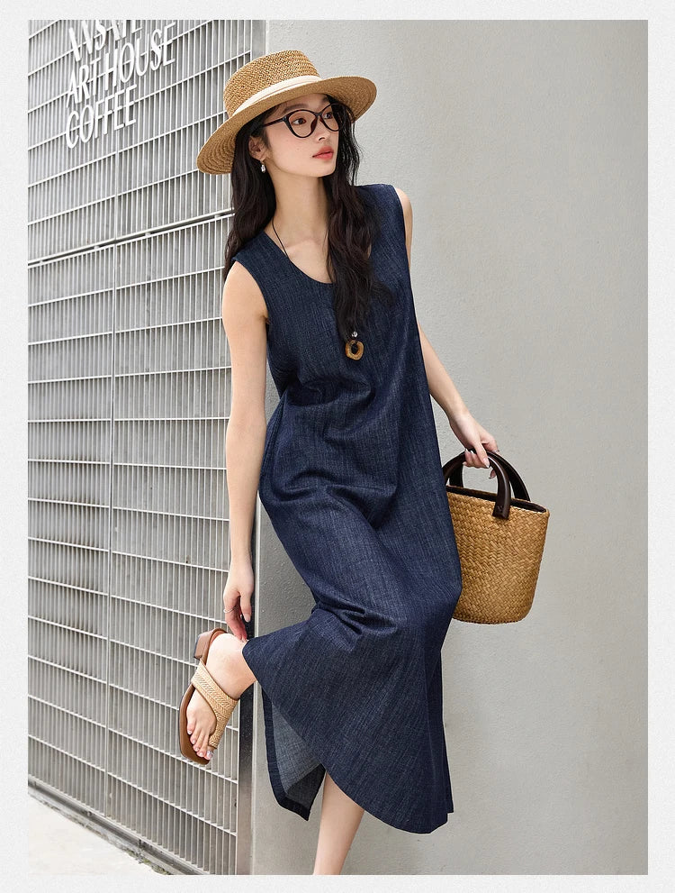 Sleeveless Denim Shift Dress