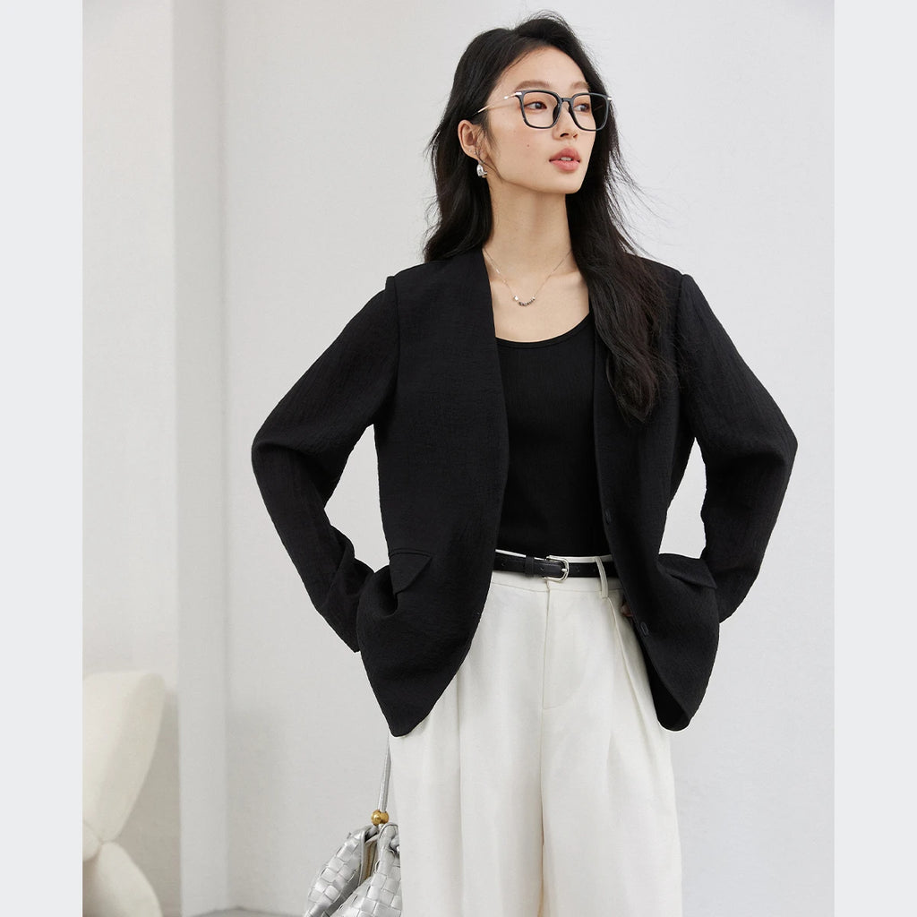 Relaxed Two-Button V-Neck Blazer