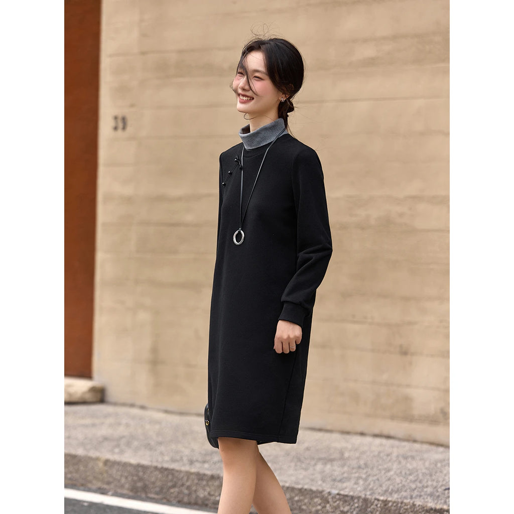 Layered Turtleneck Shift Dress