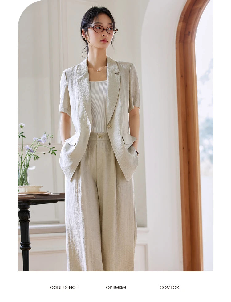 Short-Sleeve Wide-Leg Trouser Set