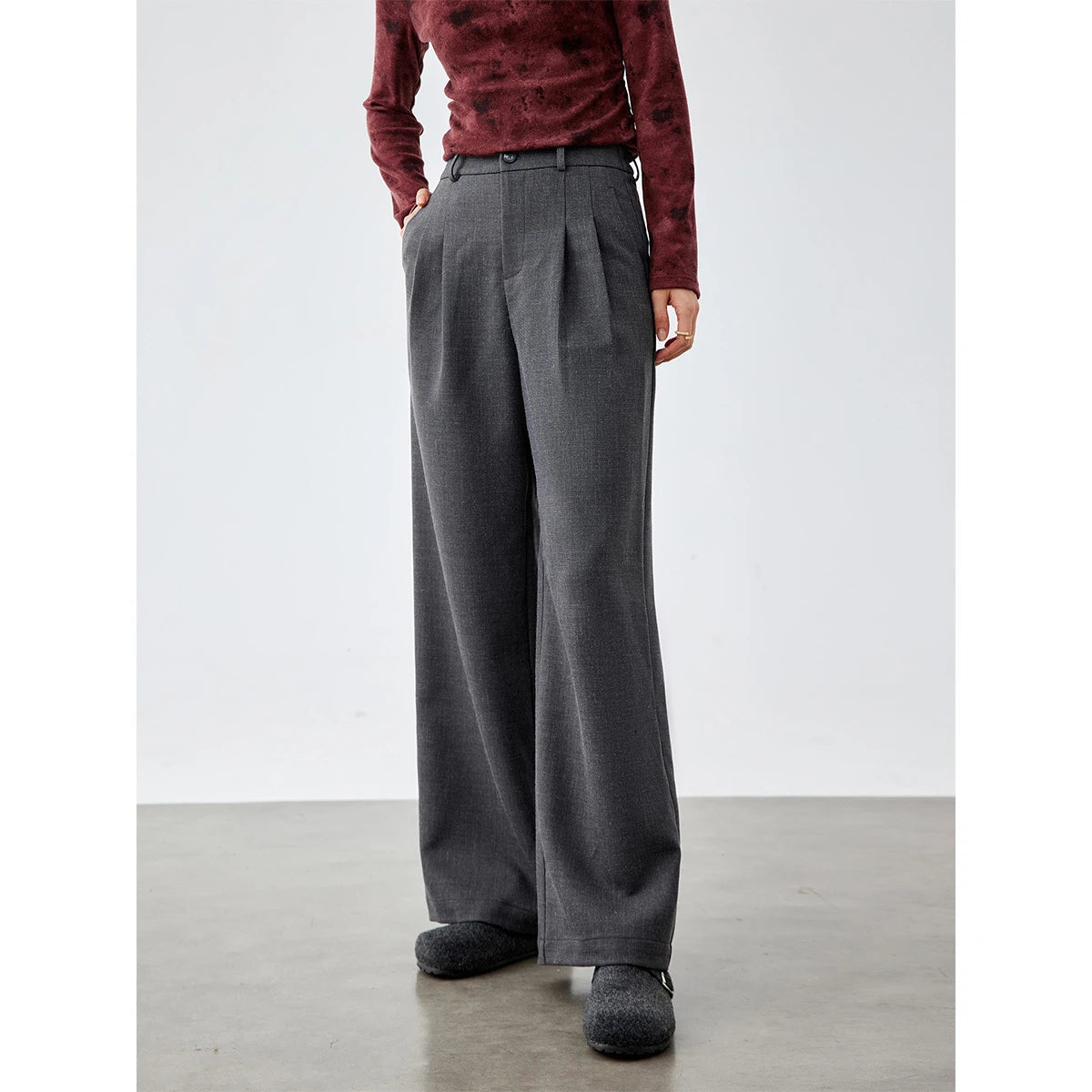 Side-Zip Wide-Leg Trousers