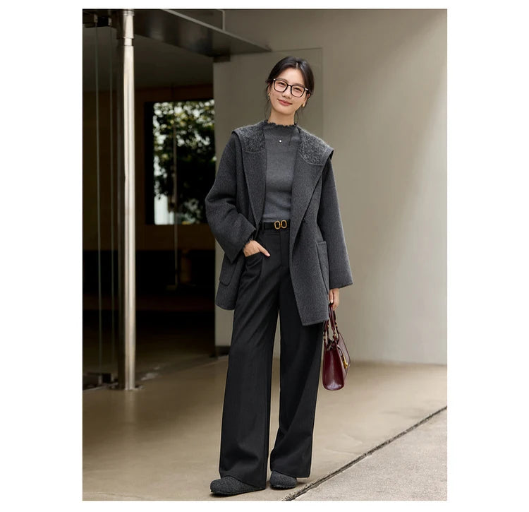 Belted Shawl-Collar Wrap Coat