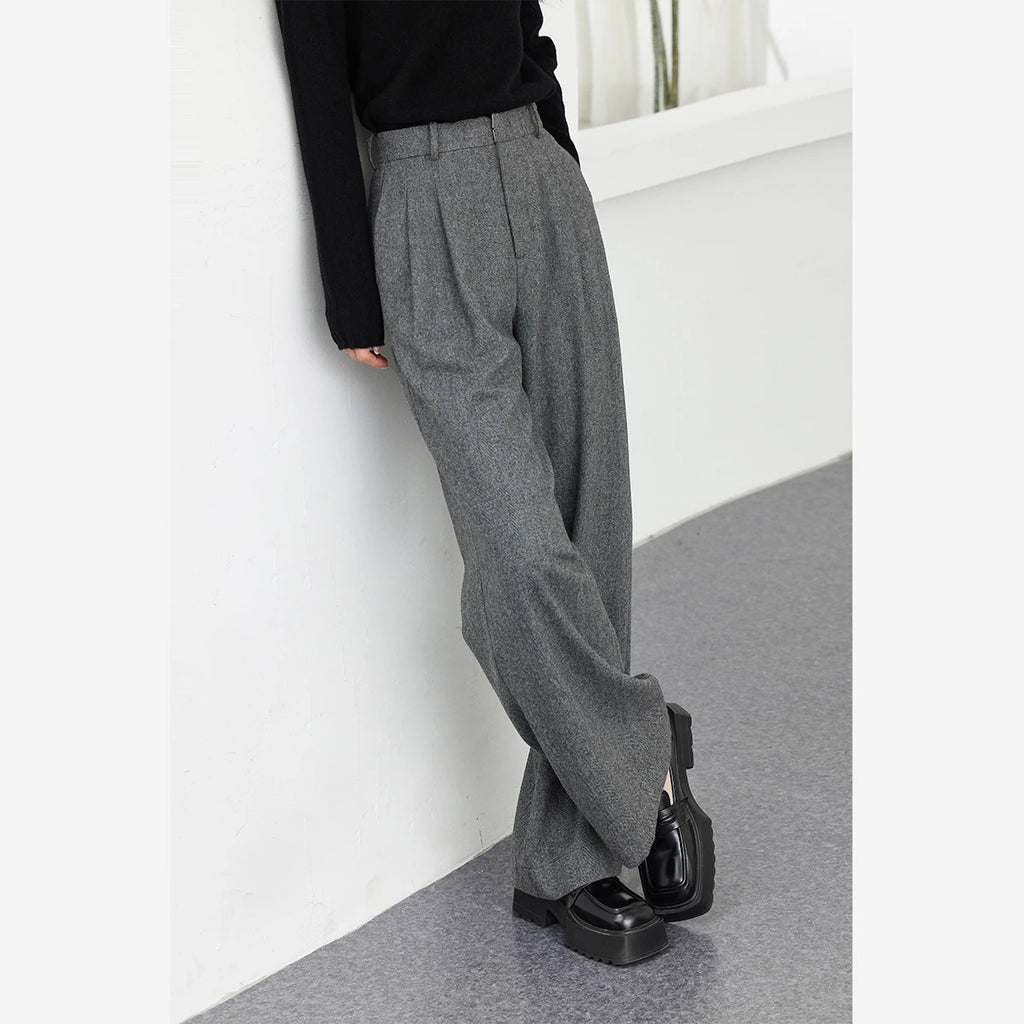 Pleat-Front Wide-Leg Trousers