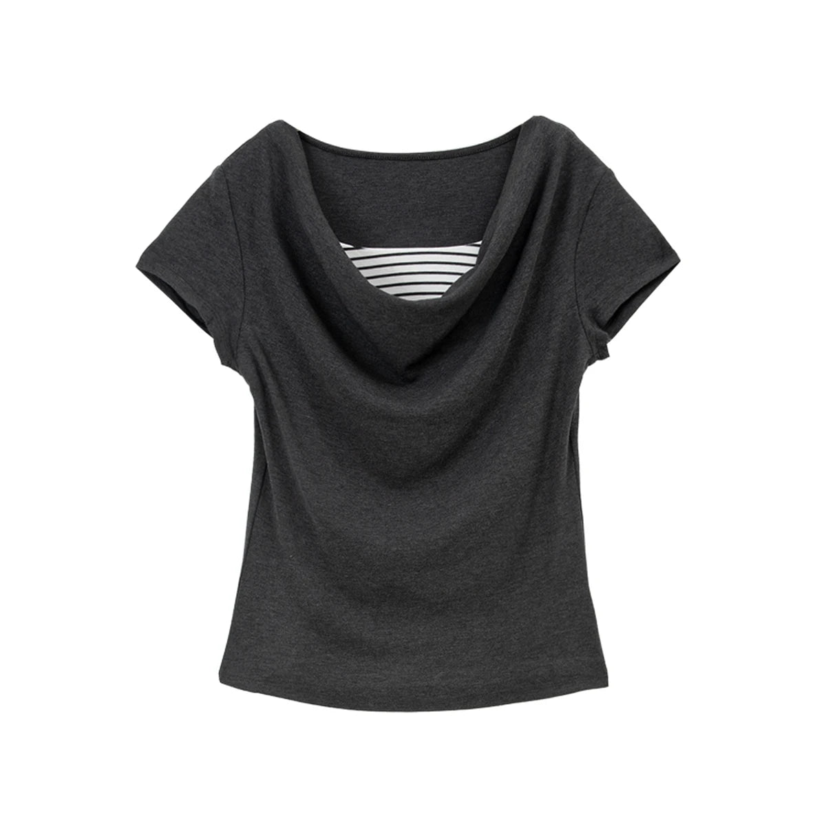Layered Cowl-Neck Short-Sleeve Tee