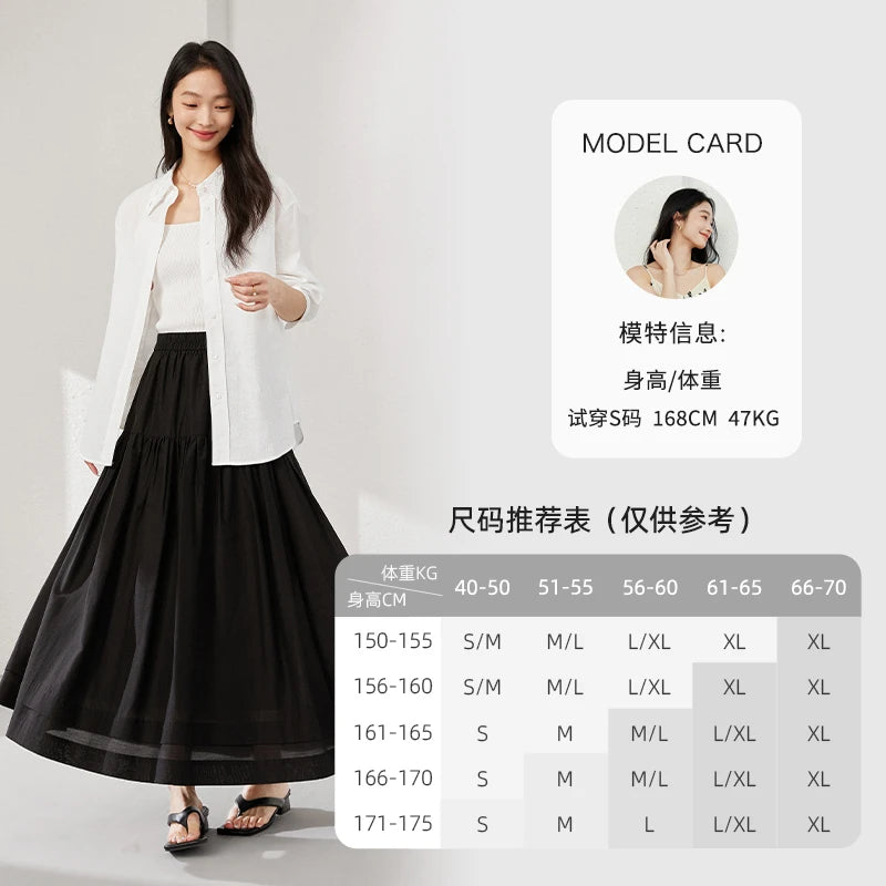 Relaxed Pleated Midi Skirt