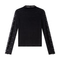 Lace-Sleeve Mock-Neck Top