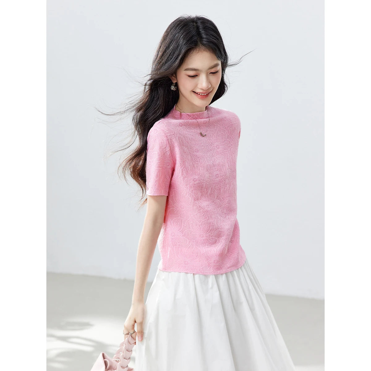 Floral Jacquard Short-Sleeve Tee