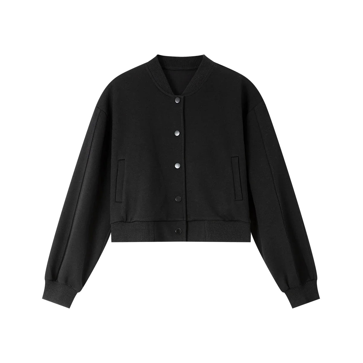 Zip-Front Cropped Bomber Jacket