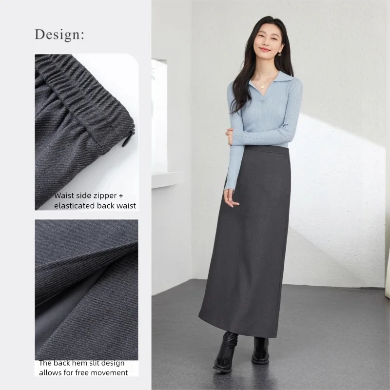 Back-Slit Straight Maxi Skirt