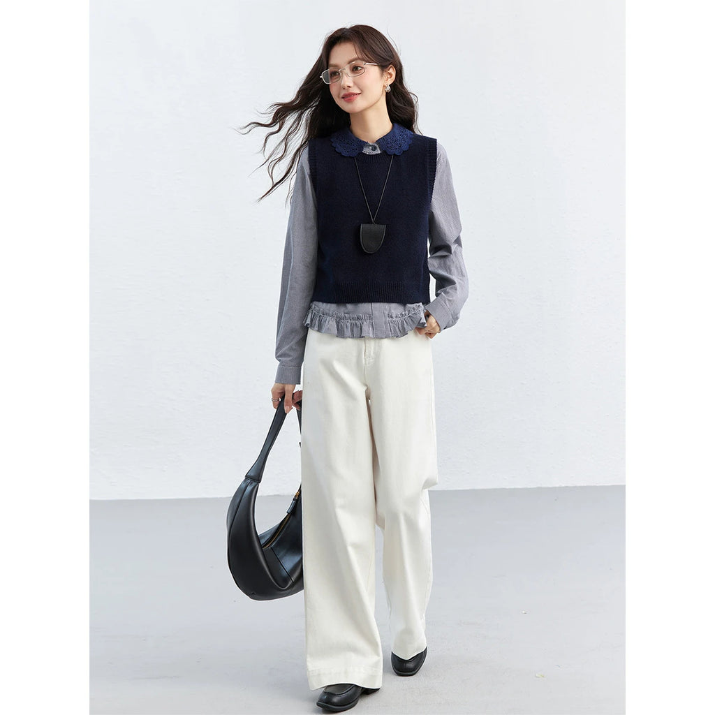 Layered Vest and Ruffle-Shirt Set