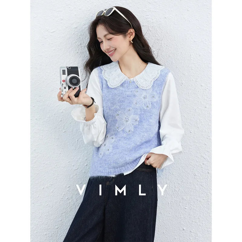 Layered Floral Vest and Shirt Set