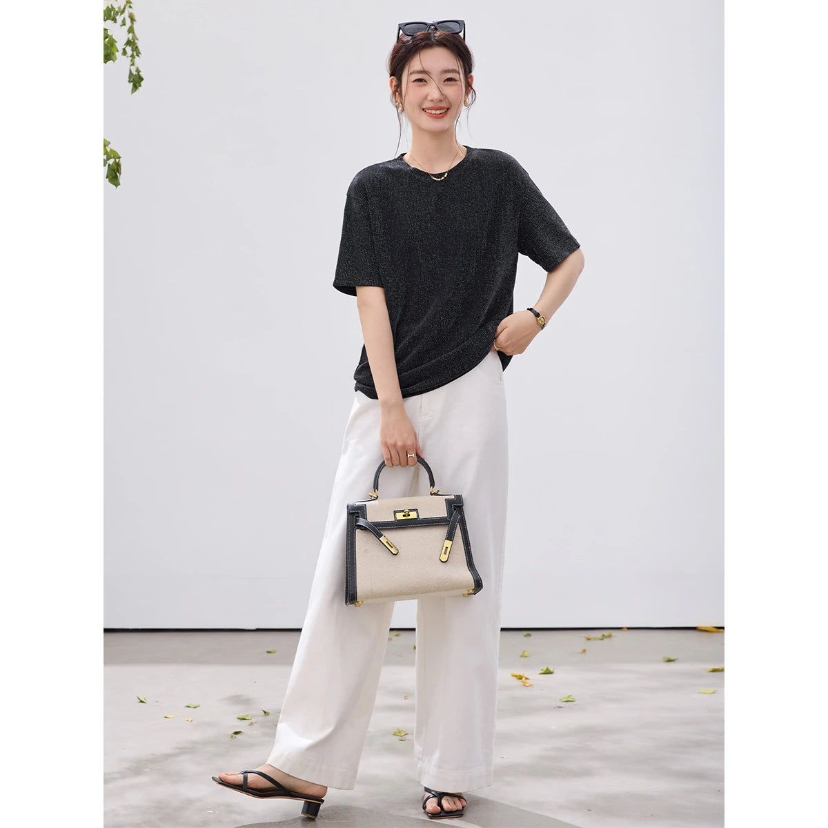 Shimmer Crew-Neck Short-Sleeve Tee