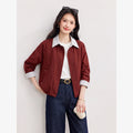 Contrast-Collar Cropped Jacket