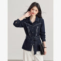 Embroidered Belted Denim Shirt Jacket