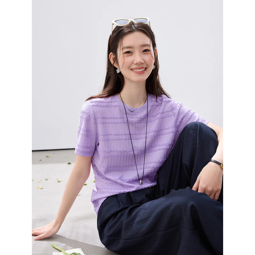 Textured Stripe Short-Sleeve Tee