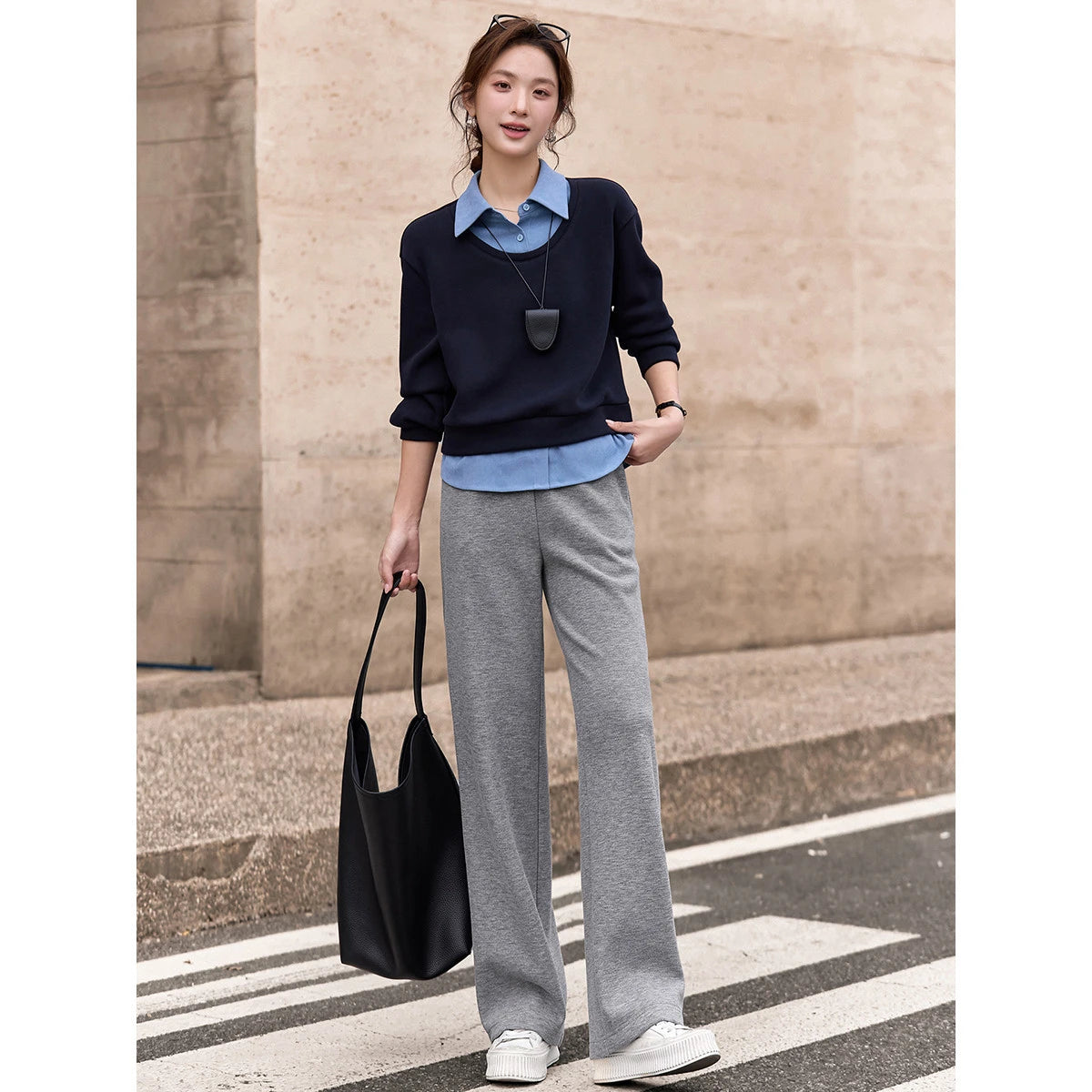 Wide-Leg Knit Trousers