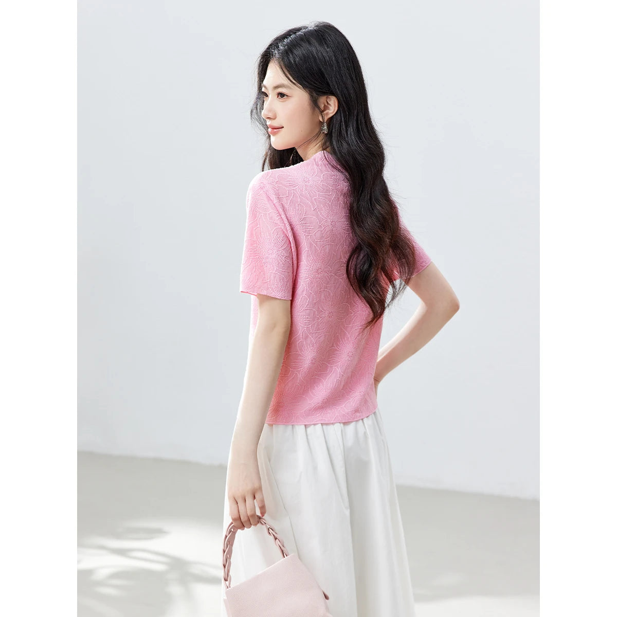 Floral Jacquard Short-Sleeve Tee