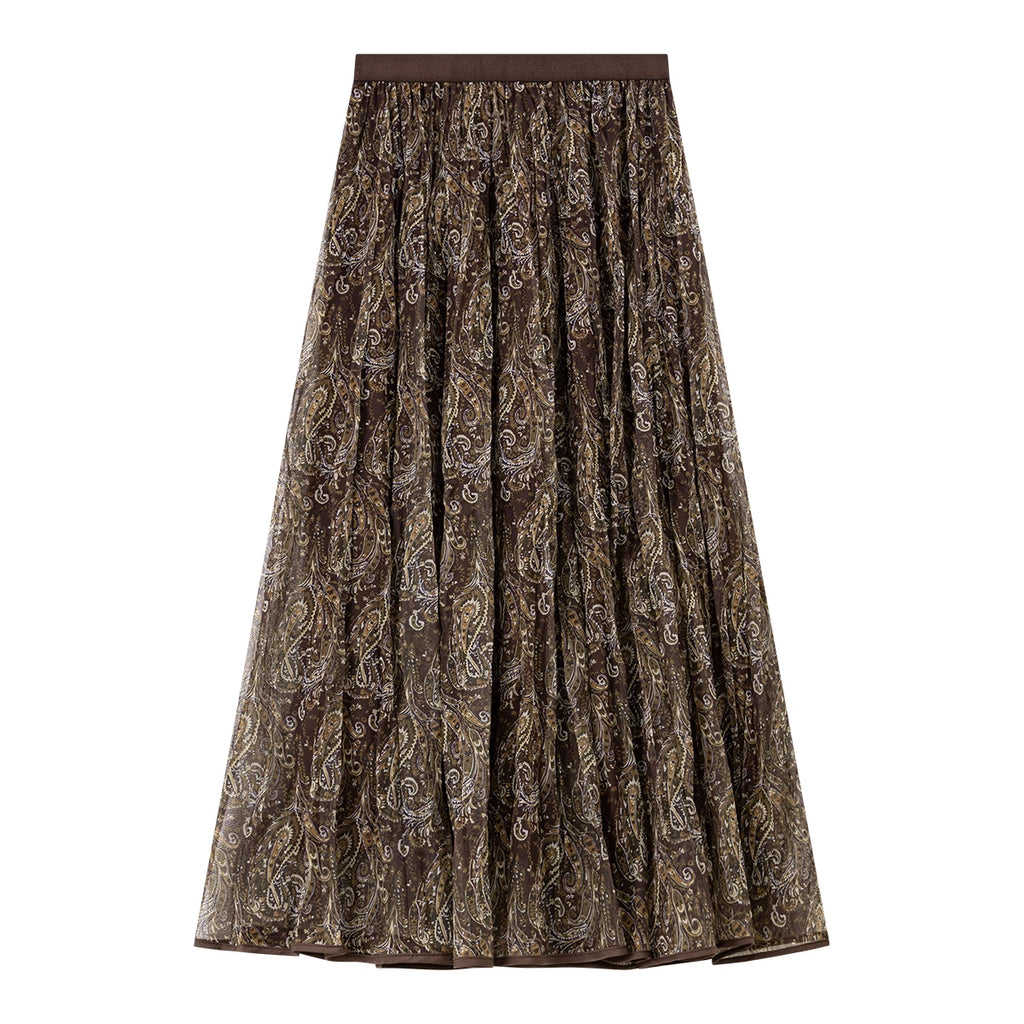 Floral Print Flared Midi Skirt