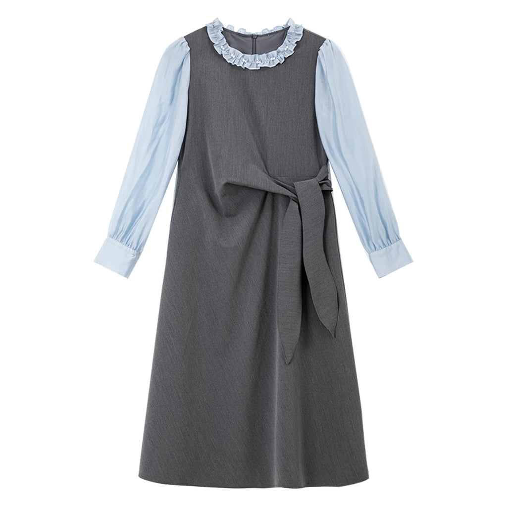 Bow-Waist Layered Midi Dress