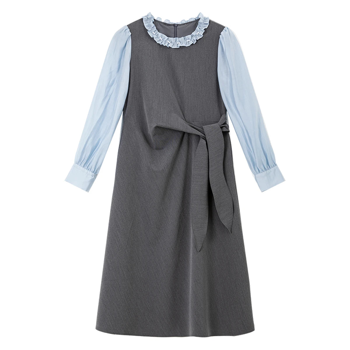 Bow-Waist Layered Midi Dress
