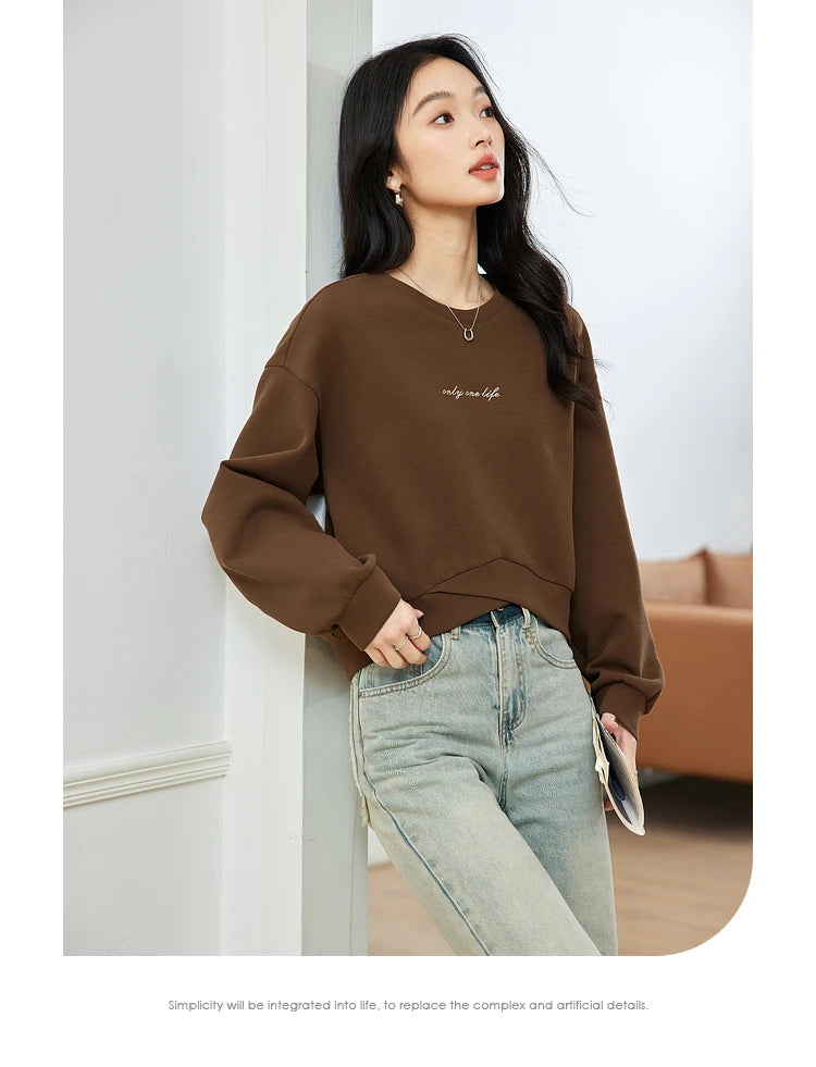 High-Low-Hem Crew-Neck Sweatshirt